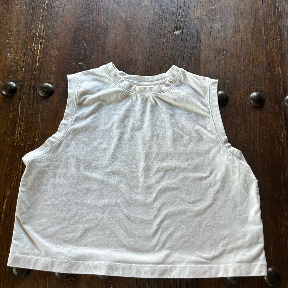 a new day Cream Muscle Tee